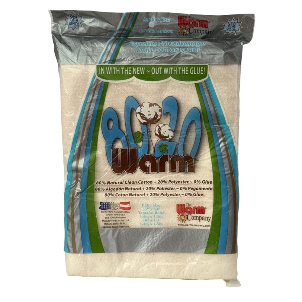 The Warm Company Warm 80/20 Baby Quilt Batting 55x60 Cotton Blend USA
